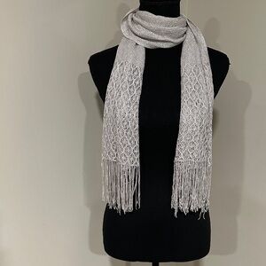 *ORIDIANA* Elegant Silver Sheer Tassel Fashion Scarf